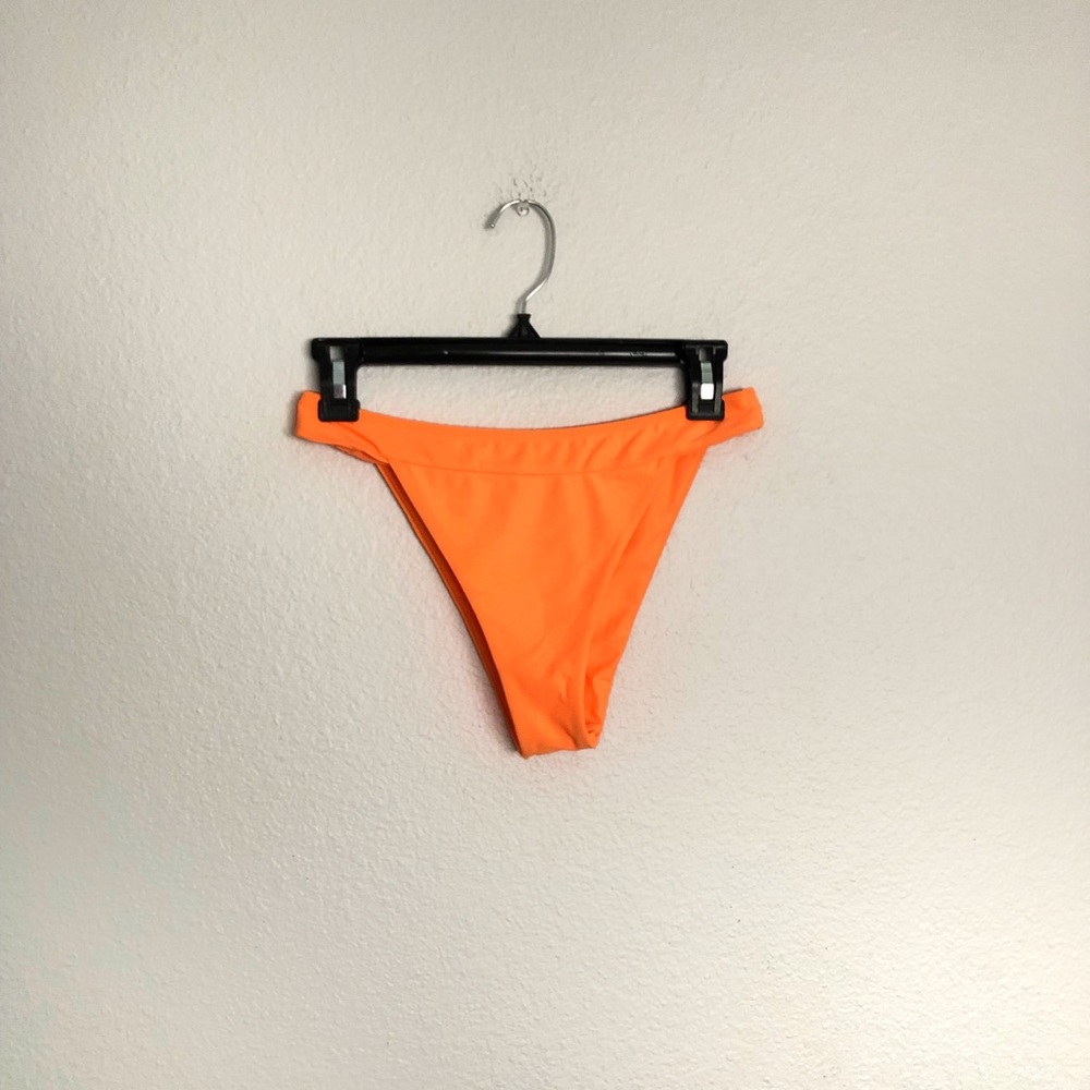 Neon orange high waisted bikini bottoms